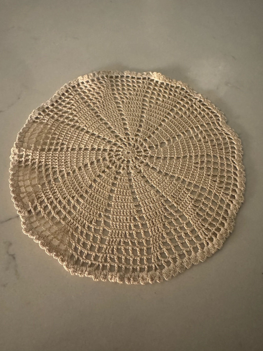6” Handmade Crochet Round Doily in Beige